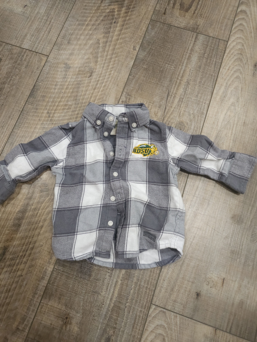Ndsu Bison 3 Month Plaid Button-Up Shirt Football Long Sleeve